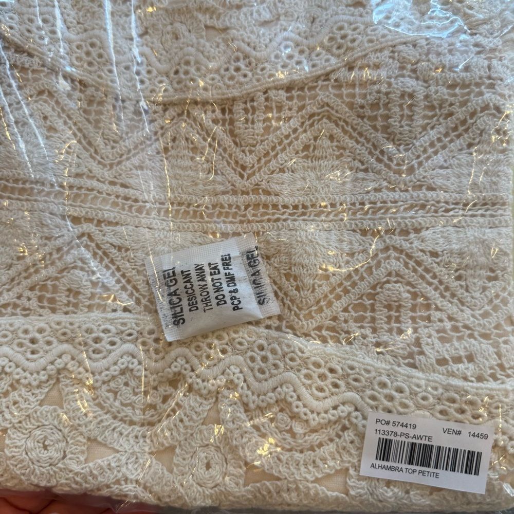 Sundance cream White Lace Alhambra Top small petite brand new